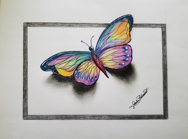 Colorful resting Butterfly in a 3D effect.